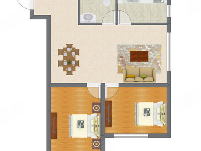 2室2厅 83.94平米户型图