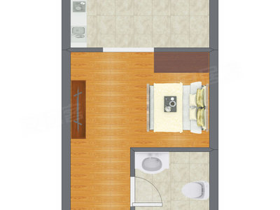 1室0厅 30.23平米户型图