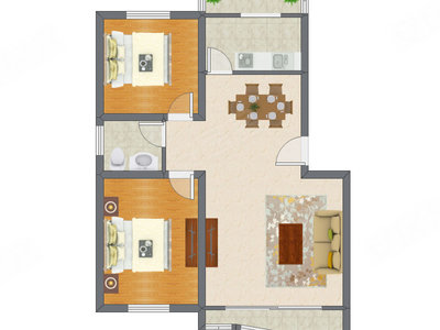 2室1厅 96.54平米户型图