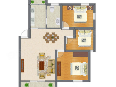 3室2厅 57.04平米
