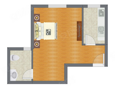 1室0厅 53.28平米户型图