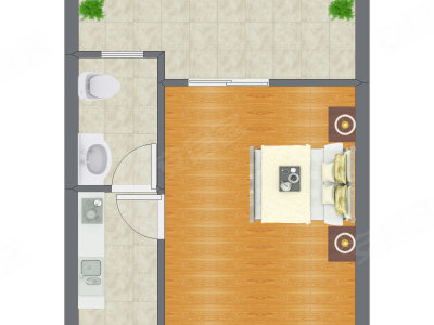 1室1厅 35.00平米