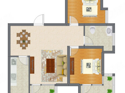 2室2厅 89.73平米户型图
