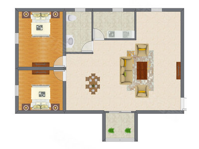 2室2厅 74.00平米
