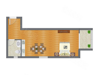 1室0厅 61.00平米户型图