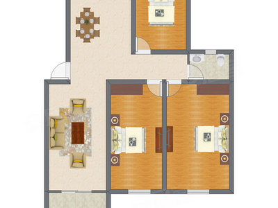 3室1厅 87.85平米