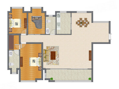 2室2厅 169.00平米户型图
