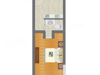 1室0厅 31.31平米户型图