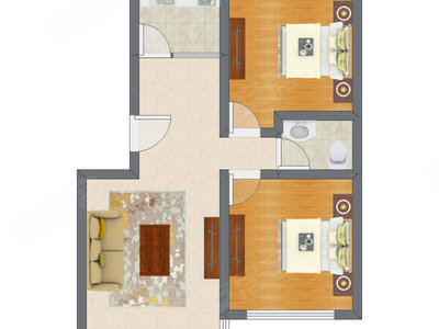 2室1厅 76.15平米户型图