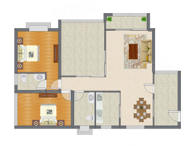 2室2厅 146.00平米