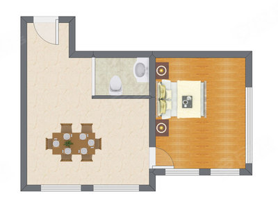 1室1厅 57.56平米
