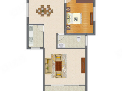 1室1厅 75.22平米