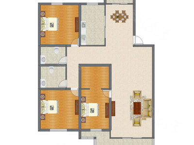 3室2厅 152.27平米户型图