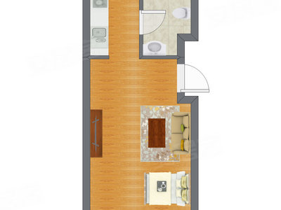 1室0厅 39.48平米户型图