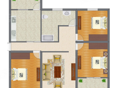 3室1厅 99.80平米
