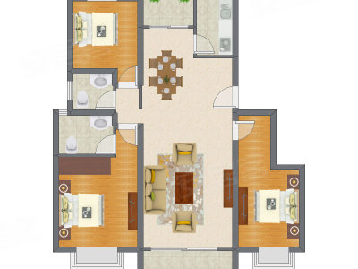 3室2厅 99.63平米