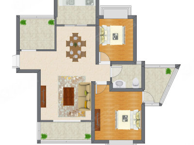 2室2厅 94.63平米户型图