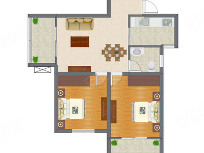 2室2厅 91.76平米