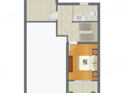 2室2厅 57.16平米户型图