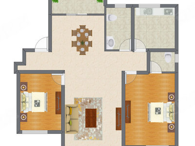 2室2厅 132.00平米户型图