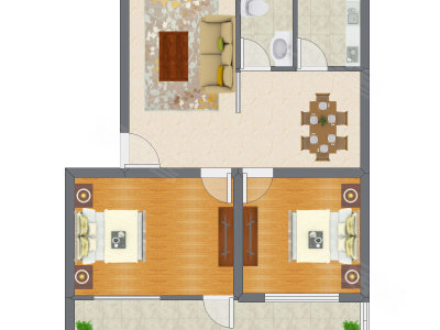 2室2厅 83.65平米户型图