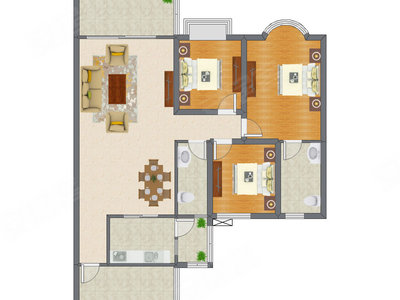 3室2厅 120.19平米户型图