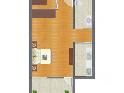 1室0厅 44.71平米户型图