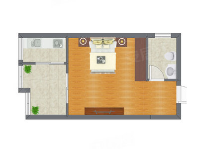 1室1厅 41.35平米户型图