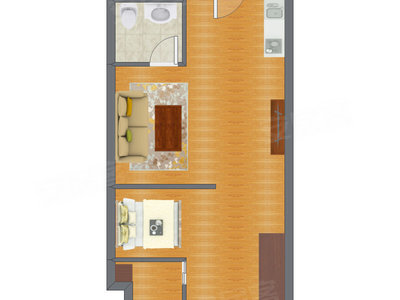 1室0厅 54.82平米户型图