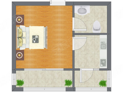 1室0厅 39.35平米户型图