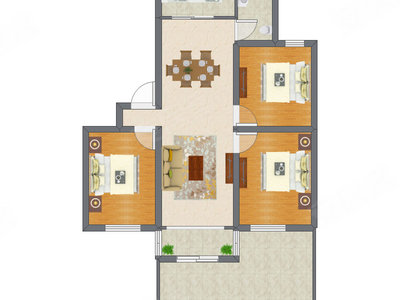 3室2厅 99.69平米