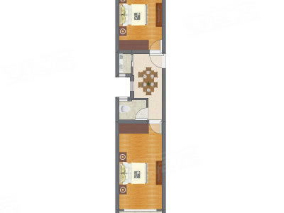 2室1厅 50.40平米