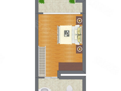 1室1厅 17.53平米户型图
