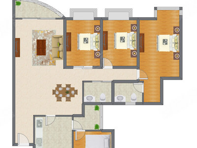 3室2厅 127.00平米