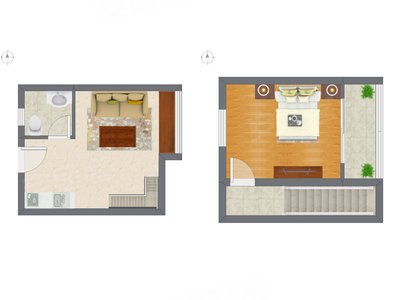 1室1厅 57.25平米户型图