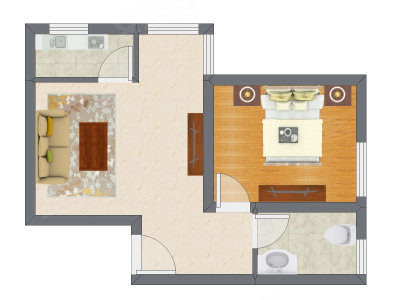 1室1厅 55.80平米户型图