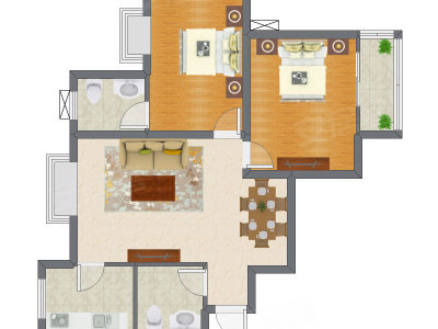 2室2厅 95.89平米