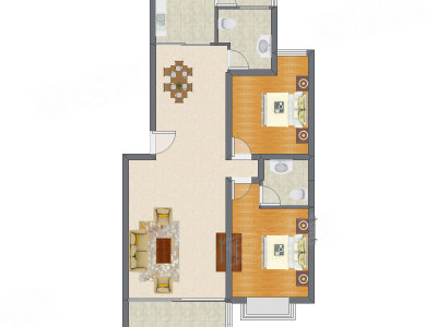 2室2厅 109.60平米户型图