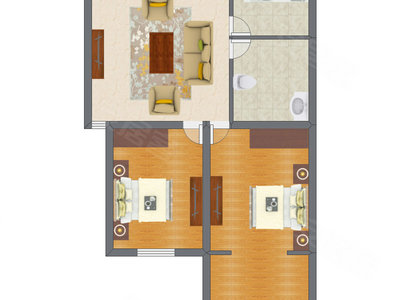 2室1厅 58.42平米