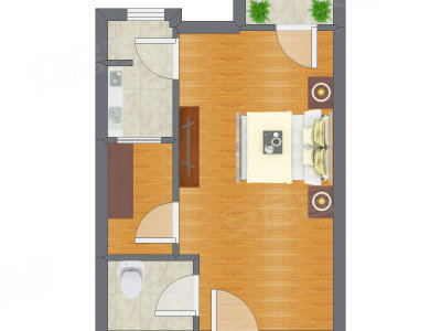 1室0厅 42.80平米户型图