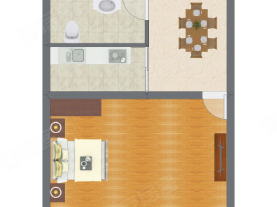 1室2厅 39.45平米户型图