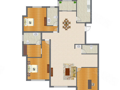 3室2厅 218.98平米