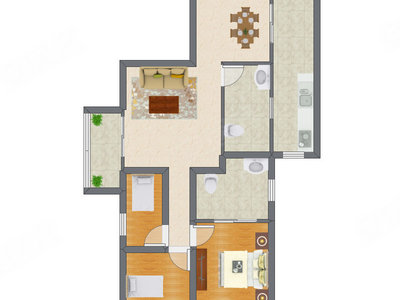 3室2厅 99.60平米户型图