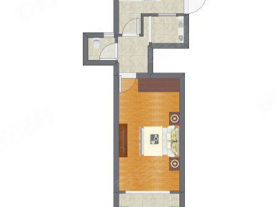 1室0厅 36.49平米户型图