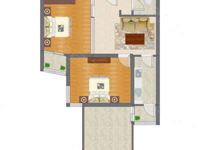 2室1厅 80.98平米户型图