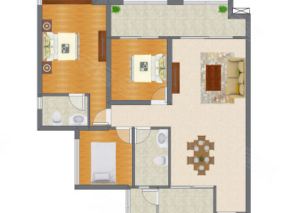 3室2厅 108.51平米户型图