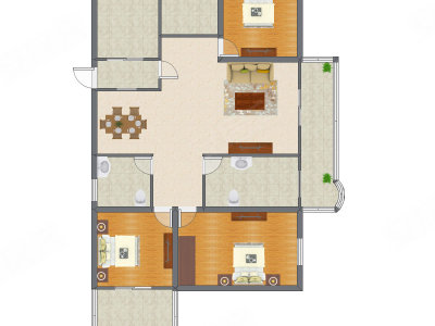 3室2厅 128.30平米