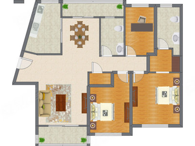 3室2厅 147.66平米户型图