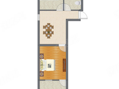 1室1厅 54.60平米户型图