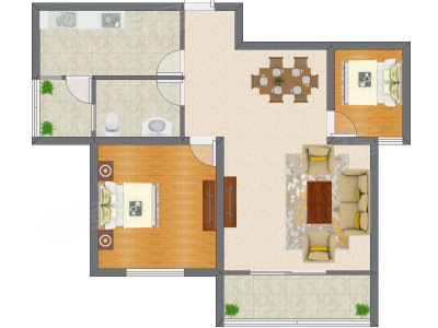 2室2厅 85.50平米